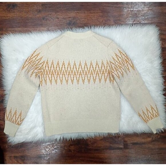 Patagonia Cream Sweater Zigzag Pattern Recycled Wool Blend Size S - Picture 3 of 8